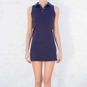 Brandy Melville Navy Sleeveless Collared Top